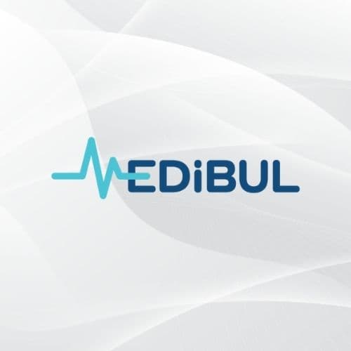 Medibul Sağlık Platformu Hakkında Bilgi Alın Medibul logosu ve tıbbi grafikler içeren global sağlık pazaryeri tanıtım görseli