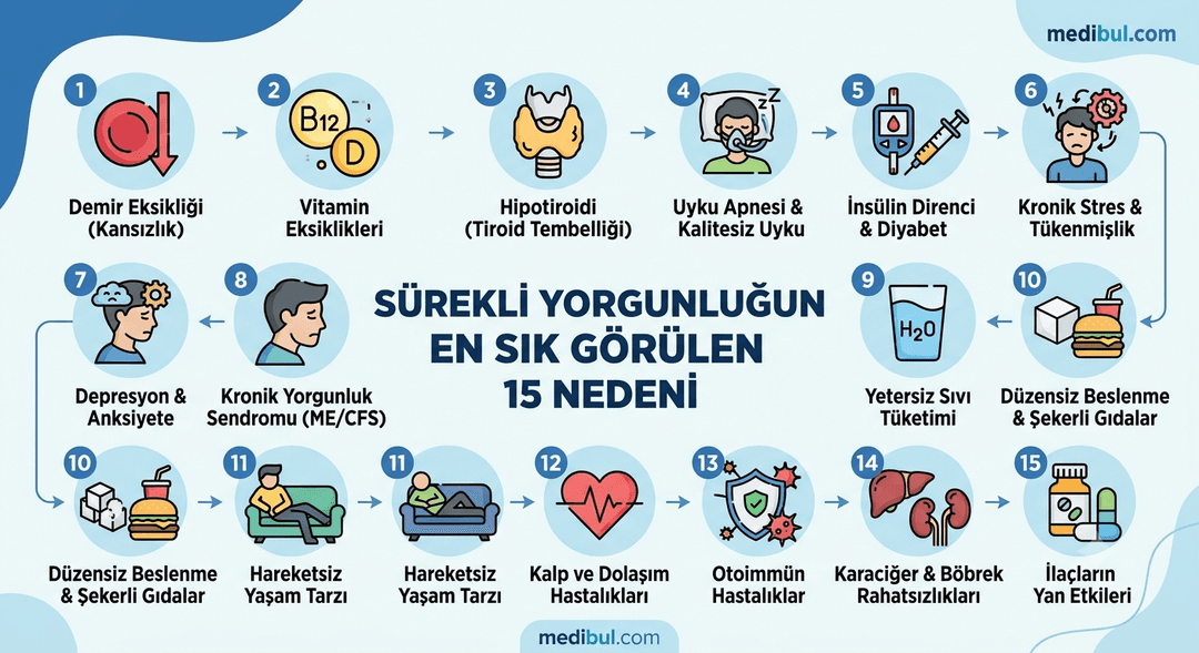 Sürekli Yorgunluk (Kronik Halsizlik) Nedir? Asla İhmal Etmemeniz Gereken 15 Neden makalesini okuyara Sürekli Yorgunluk (Kronik Halsizlik) Nedir? Asla İhmal Etmemeniz Gereken 15 Neden - Medibul sağlık rehberi uzman bilgilendirm